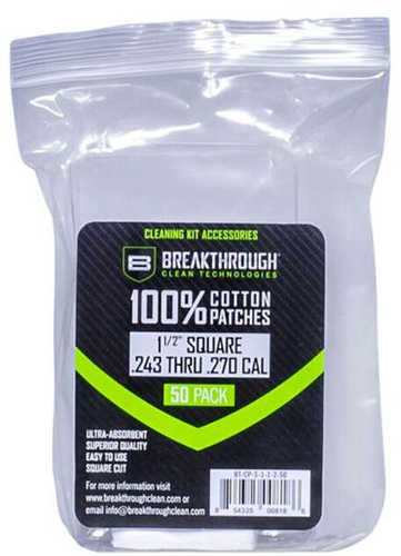 Breakthrough Cleaning Patches 1 3/4" Square .270-357 50 Pack