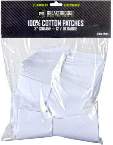 Breakthrough Clean BTCPS350 Square Cleaning Patches 100% Cotton 50 Pack For 12-16 Guage