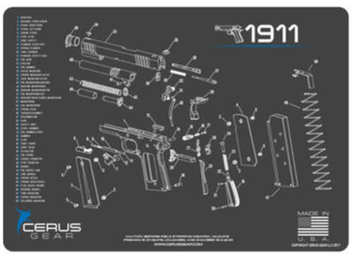 Cerus Gear 3mm Promats 12" x 17" 1911 Schematic Charcoal Gray