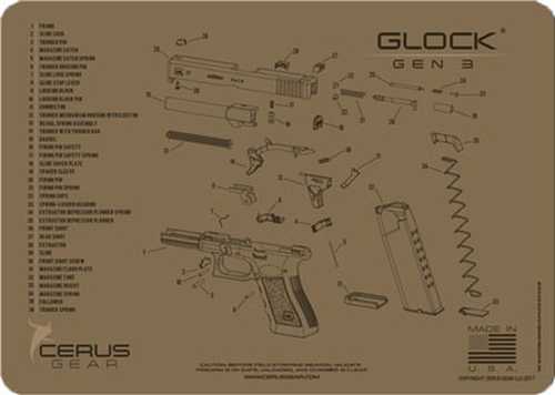 Cerus Gear 3mm Promats 12"x17" For Glock Gen3 Schematic Coyote