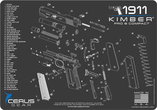Cerus Gear 3mm Promats 12" x 17" Kimber 1911 Pro / Comp Charcoal Grey