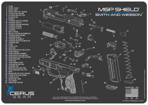 Cerus Gear 3mm Promats 12" x 17" S&W M&P Shield Sch Charcoal Grey