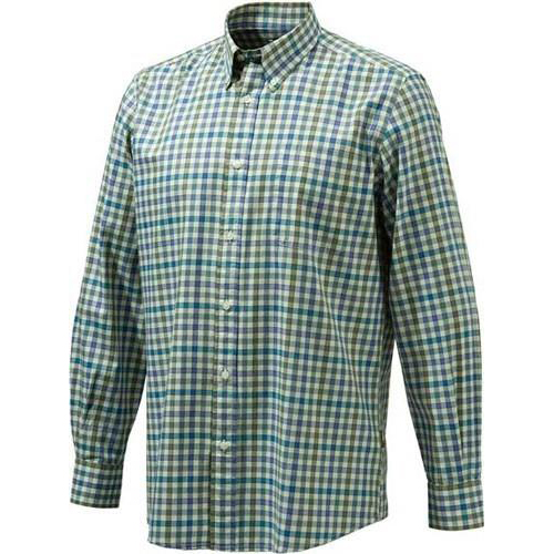 Beretta Men's Classic Drip Dry Long Sleeve Shirt in Beige Check Size Medium