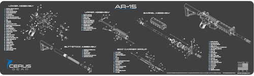 Cerus Gear 3mm Promats 14" x 48" AR-15 Magnum Schematic C Gray
