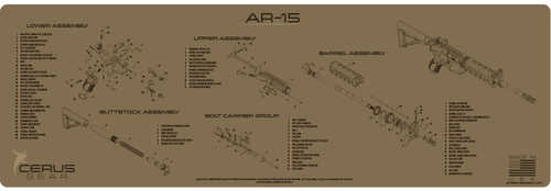 Cerus Gear 3mm Promats 12" x 36" AR-15 Schematic Coyote