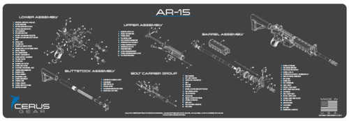 Cerus Gear 3mm Promats 12" x 36" AR-15 Schematic Charcoal Gray