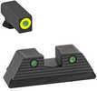 AmeriGlo GL820 Trooper Set 3 Dot Tritium Green W/LumiGreen Outline Front W/Black Serrated Square Rear Blac