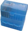50 Round Large Caliber Ammo Case - Clear Blue270/300 WSM, 38-55/348 Win, 45-70 Gov't, 45-75 WCF, 45-90, 450 Marlin, 6.5 Rem MagMechanical hinges - Snap-Lok Latching System