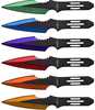 Throwers from Perfect Point is a 6-piece multi-color set. Each thrower measures 5.5" overall and is sure to hit the mark! These black stainless-steel throwing knives have a black stainless-steel handl...