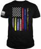 Printed Kicks Thin Lines Flag Men's T-shirt Black Medium