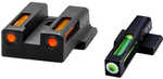 HIVIZ LiteWave H3 Tritium Express Handgun Sight Green/Orange Litepipes White Front Ring for Glock20/21  