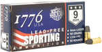 1776 USA  Lead Free Sporting 9mm Luger 90 Grain Lead Free Ball Ammo 50 Rounds Per Box