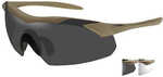 Wiley X Vapor Sunglasses - Smoke Grey/Clear Lens - Tan Frame