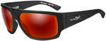 Wiley X Vallus Sunglasses - Polarized Crimson Mirror Lens - Matte Black Frame