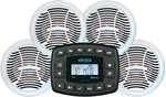JENSEN JMS4SPKG Marine Entertainment System AM/FM Bluetooth w/4 AMS602W Speakers & Aux Input
