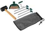 Quickly and securely pitch your tent and keep it in tip-top shape with the Coleman Setup and Cleaning Essentials Tent Kit. The maintenance set includes four 10-inch steel stakes, a rubber mallet, a ne...