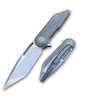 WE Knife model 616F features a 3.125 in. Bohler M390 tanto point plainedge blade and a 4.25 in. gray titanium handle with a 7.5" overall length.  The handle thickness is 0.54 in.  Comes complete with ...