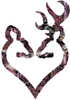 Browning 3922290620 Buck Mark His and Her Heart Decal 6" Camo                                                           