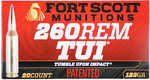 Fort Scott Munitions 260 Rem Ammo Is a Match Grade Bullet Made Of Solid Copper And engineered To Tumble Upon Impact To Provide Devastating Stopping Power.