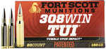 Fort Scott Munitions .308 TUI Ammo Is a Match Grade Bullet Made Of Solid Copper And engineered To Tumble Upon Impact To Provide Devastating Stopping Power. While Designed as Precision Ammo For Rifle H...