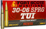 Fort Scott Munitions .30-06SPR TUI Ammo Is a Match Grade Bullet Made Of Solid Copper And engineered To Tumble Upon Impact To Provide Devastating Stopping Power. While Designed as Precision Ammo For Ri...