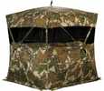 Type/Color: Ground Blind/Predator Size/Finish: 77"X77" Hub To Hub,71" Tall Material: 600 Denier Polyester Other FEATURES:: Front Window Is A Large Panel Of Solid Fabric Sewn AT The Bottom W/Silent Hoo...