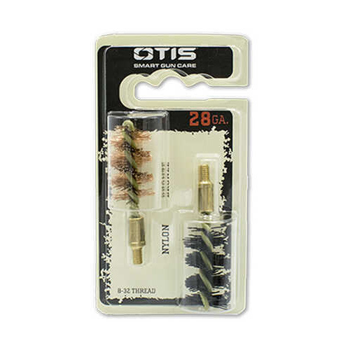 0Tis Bore Brush .28 Gauge 2-Pack 1-Nylon 1-Bronze 8-32MM Thread