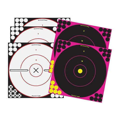 Birchwood Casey 34035 Shoot-N-C Combo Pack Hanging Adhesive Paper 12" X Bullseye Black/White & Black/Pink/Yellow 5