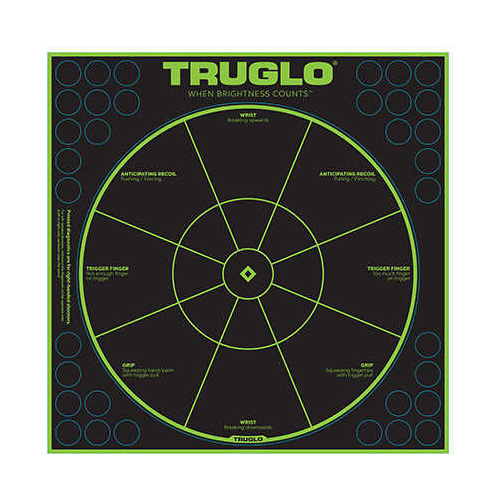 Truglo TRU-See REACTIVE Target Handgun Diagnostic 12"X12" 6Pk