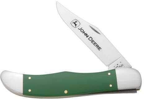 Case John Deere Hunter Folding Knife 4" Clip Point Stainless Steel Blade Green Synthetic Handle with Gift Tin