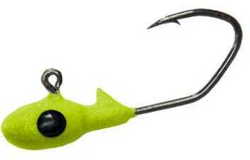 Gene Larew Lures Crappie Pro 1/32 oz Overbite Sickle Mo'glo Jigheads Chartreuse 10pk 132OBS63