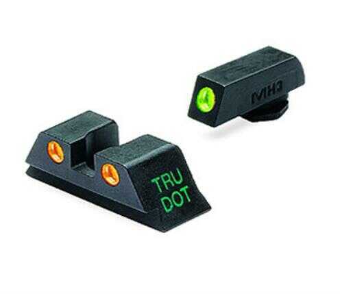 Meprolight 10222O Tru-Dot Night Sight Set Fits Glock 20/21/29/30/36/41 Tritium Green Front/Orange Rear Black