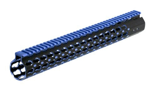 Leapers Inc. - UTG PRO Super Slim Free Floating Rail Black/Blue 2-Tone Fits AR-15 15" Includes Two Keymod Secti