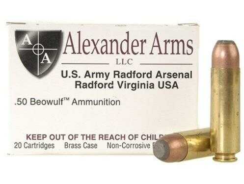 50 Beowulf 400 Grain Jacketed Hollow Point 20 Rounds Alexander Arms Ammunition