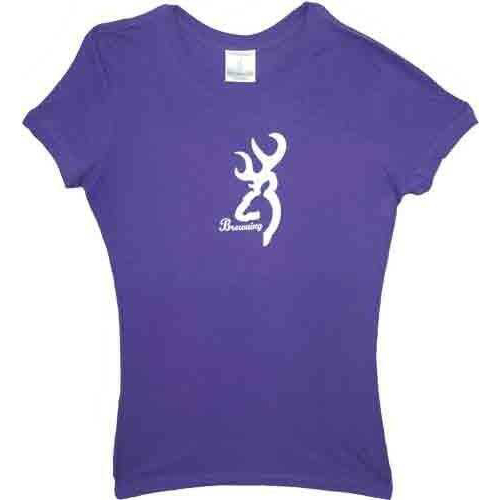 Browning WOMEN'S T-Shirt W/BUCKMARK Fitted Medium Purple/White