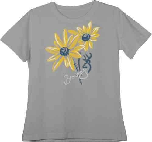 Browning WOMEN'S T-Shirt DAISIES Small Fitted Silver