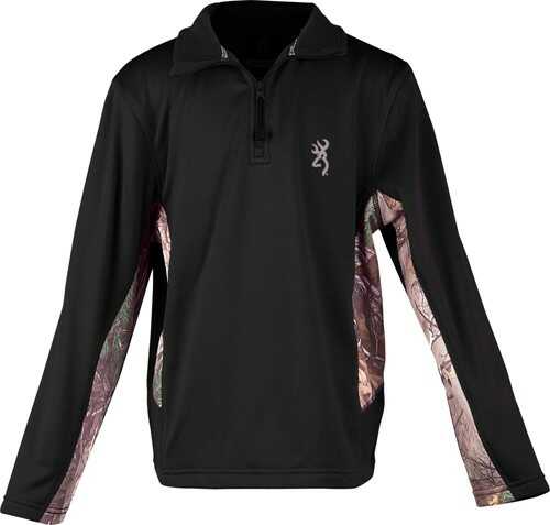 Browning YOUTH'S L.Sleeve Pullover 1/4 Zip X-Large Black/Camo