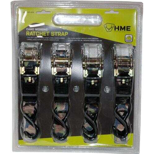 HME HMERS4PK Camouflage Ratchet Tie Down Strap 1"x8 Polyester 4 Pac