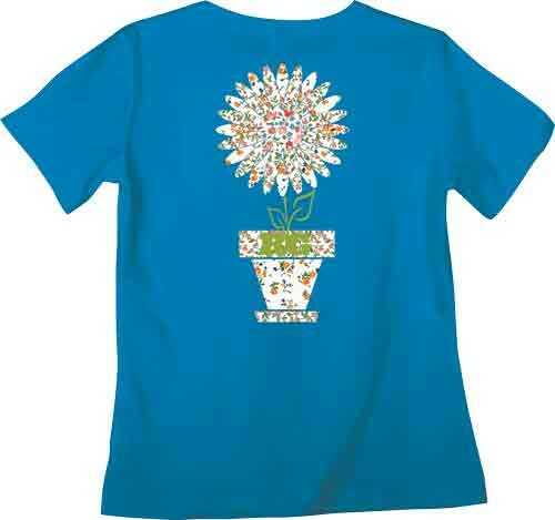 Real Tree WOMEN'S T-Shirt "BLOOMING" Large Cobalt W/Graphic