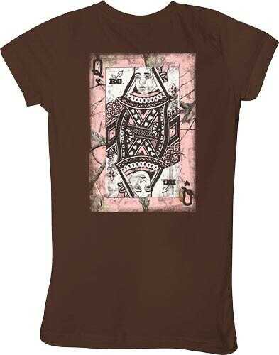 Real Tree WOMEN'S T-Shirt "Queen Of HEARTS" Large Chocolate