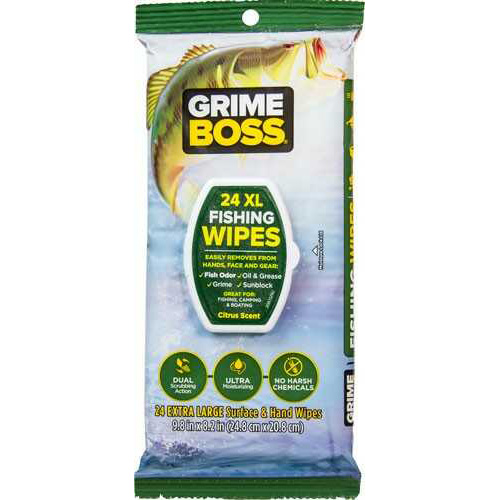 Grime Boss Fishing Wipes Citrus Scented 24 Count
