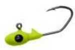 Gene Larew Lures Crappie Pro 1/32 oz Overbite Sickle Mo'glo Jigheads Chartreuse 10pk  132OBS63