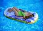 This Super Comfortable Inflatable Pool Mattress Is Perfect For spendIng An Afternoon loungIng In The Pool And catchIng Some rays. It Measures 74X30X6 Inches And Has a Heavy Duty 22 Gauge Comfort Top S...