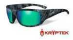 Wiley X Omega Sunglasses - Polarized Emerald Mirror Lens - Kryptek Neptune Frame