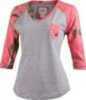 Realtree Women's Hallie Half Sleeve Top, Cotton Heather Gray/Realtree Sugar Coral, X-Large Md: 001132XL
