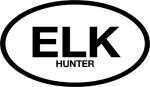 Type/Color: Elk Hunter Oval Size/Finish: 6"X3" Black On White Material: Weatherproof 3 Mil Vinyl