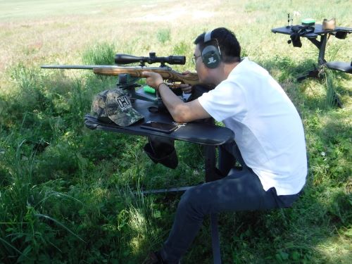 Vector Optics’ Stephen Shen on a portable bench with his Savage 116 in .204 Ruger, of course with a Vector high-range variable scope. Inexpensive, accurate, and with a great trigger, Savage offers several variations of excellent heavy-barreled varmint rifles.