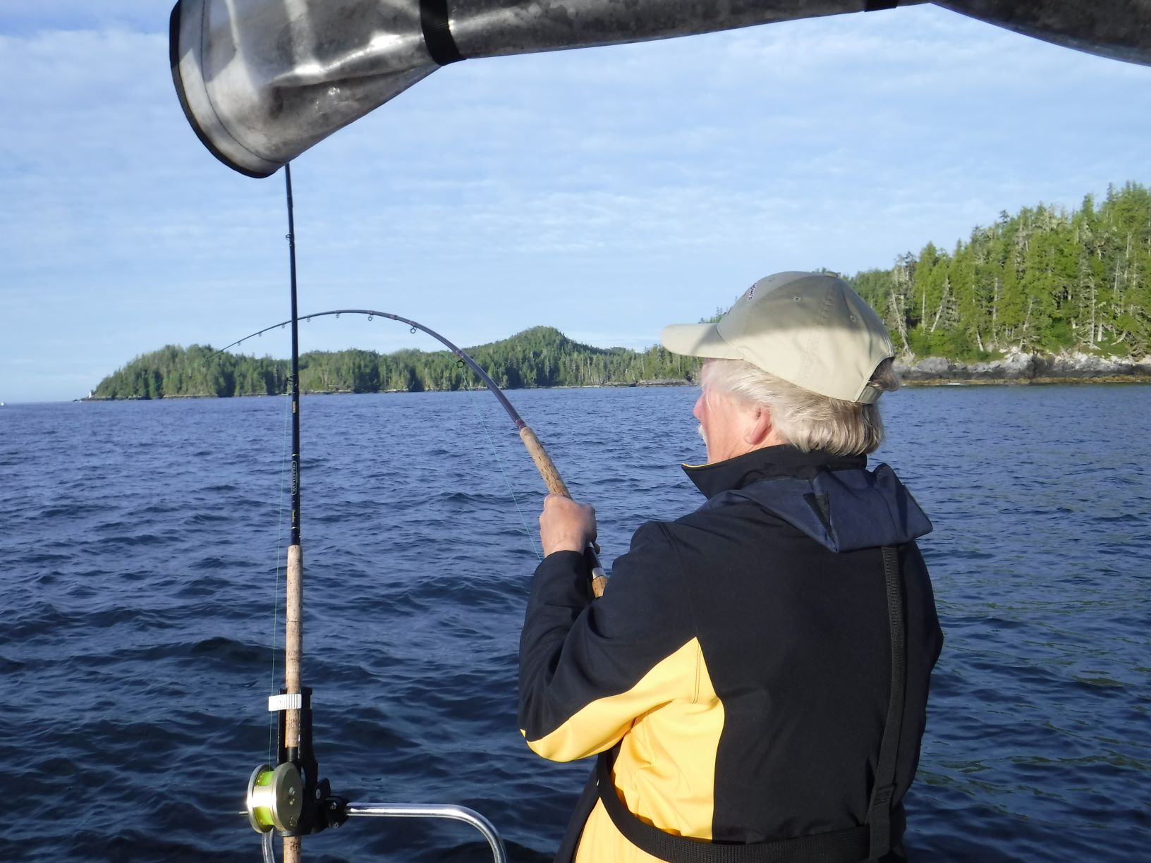 Jim Rough ties into a nice coho salmon—although not nearly so large as the chinooks, pound for pound they fight even harder.