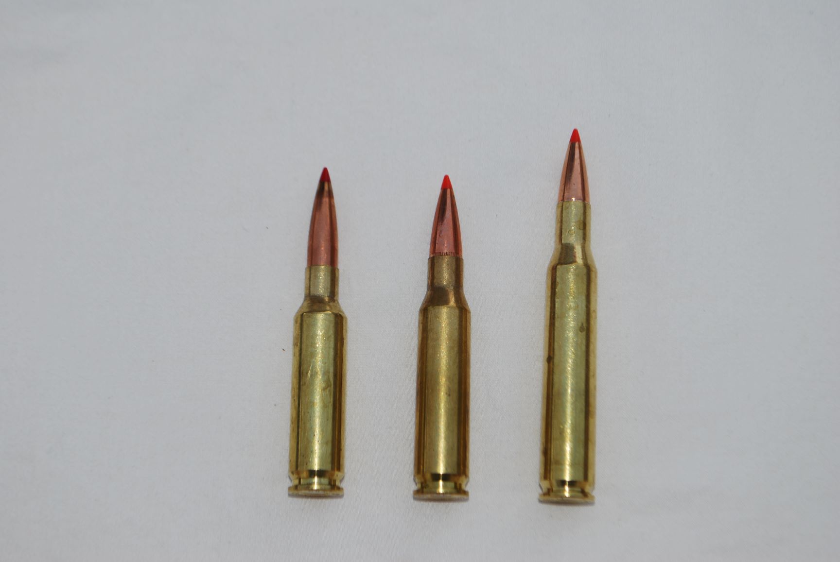 Left to right: 6.5mm Creedmoor, 7mm-08 Remington, .270 Winchester. Although the wildly popular 6.5mm Creedmoor is a better long-range target cartridge, Boddington believes both the 7mm-08 and .270 are better hunting cartridges.