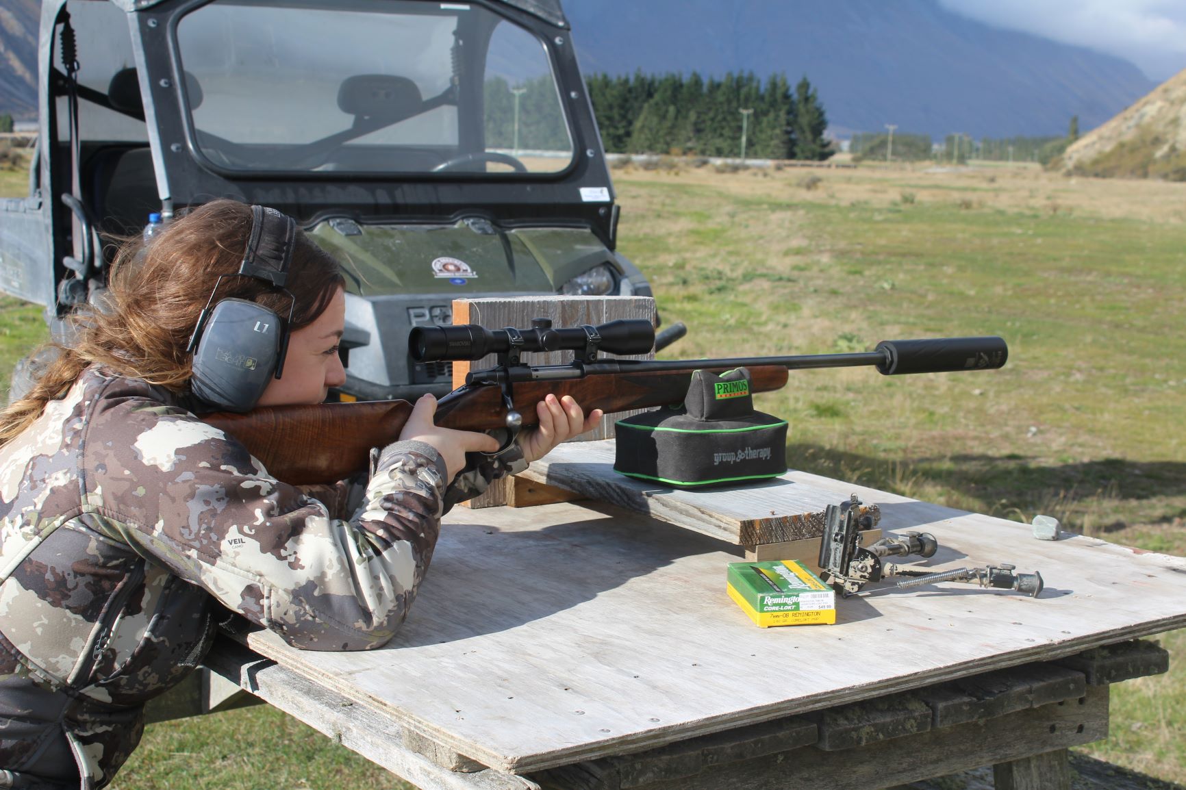 The 7mm-08 is fairly popular worldwide. In New Zealand Caroline used outfitter Chris Bilkey’s Sako 7mm-08 with suppressor. With mild recoil and amazing performance, one of the hallmarks of the 7mm-08 is it’s easy to shoot well!